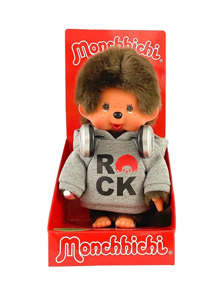 Amazon.com: Monchhichi Pop Rockstar in Hoodie Plush Toy